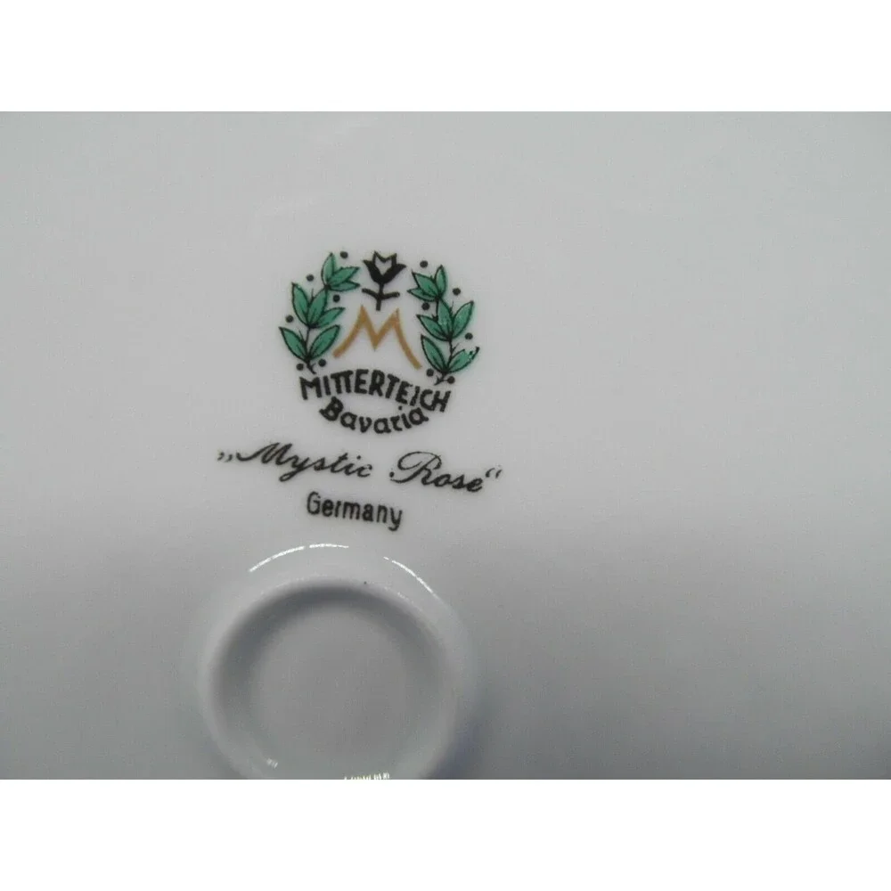 Mitterteich Bavaria Germany Mystic Rose Dinner Plate Platinum Trim Bundle of 4